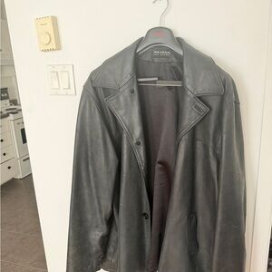 Elegant Black Leather Trench Coat